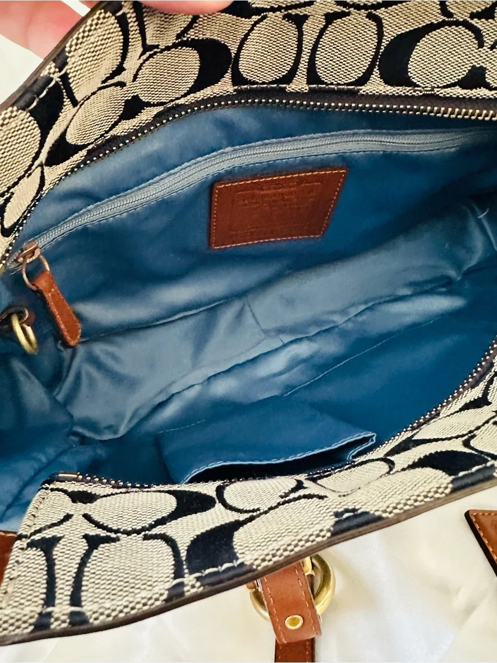 Rare Vintage Coach Signature Denim Patchwork Gallery Tote